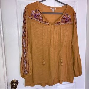 Embroidered Peasant Top